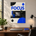 Focus Deep Work Motivational Metal Wall Art — deep work home office
