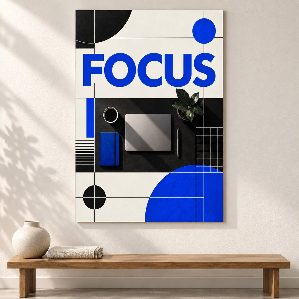 Focus Deep Work Motivational Metal Wall Art — gallery display