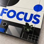 Focus Deep Work Motivational Metal Wall Art — macro print surface