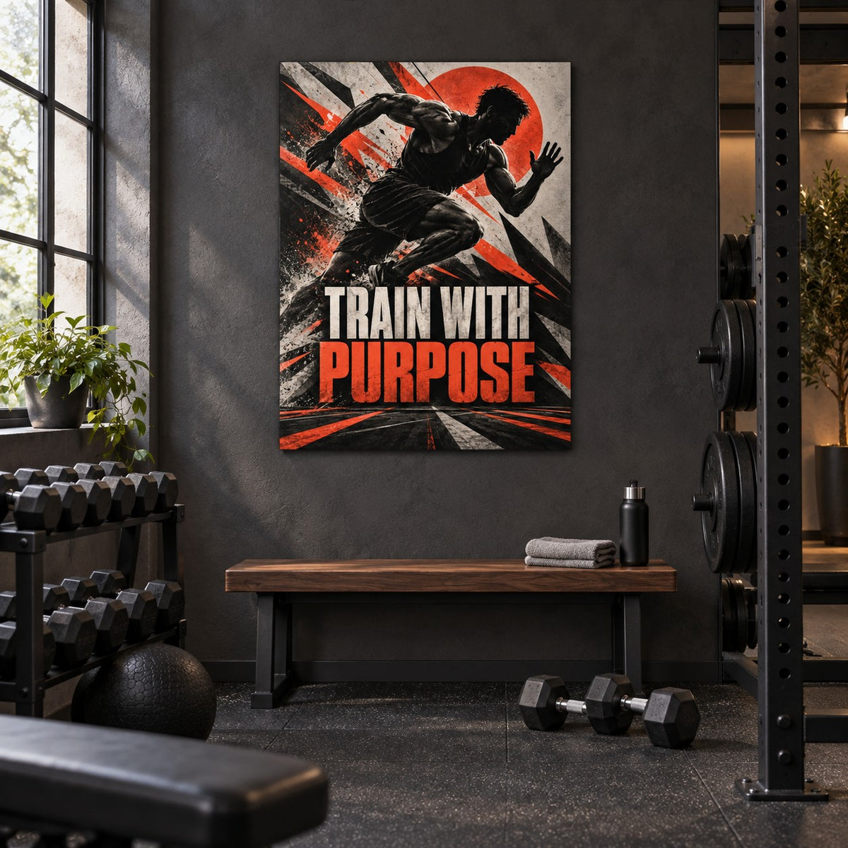 Train With Purpose Gym Metal Wall Art — premium home gym