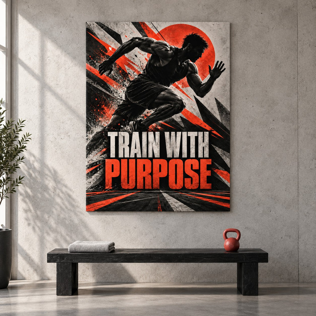 Train With Purpose Gym Metal Wall Art — gallery display