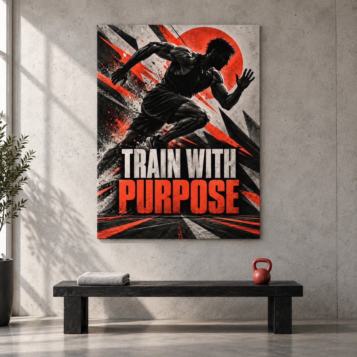 Train With Purpose Gym Metal Wall Art — gallery display