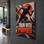 Train With Purpose Gym Metal Wall Art — side angle hallway