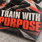 Train With Purpose Gym Metal Wall Art — macro print surface