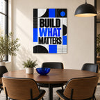 Build What Matters Quote Metal Wall Art — creative meeting room