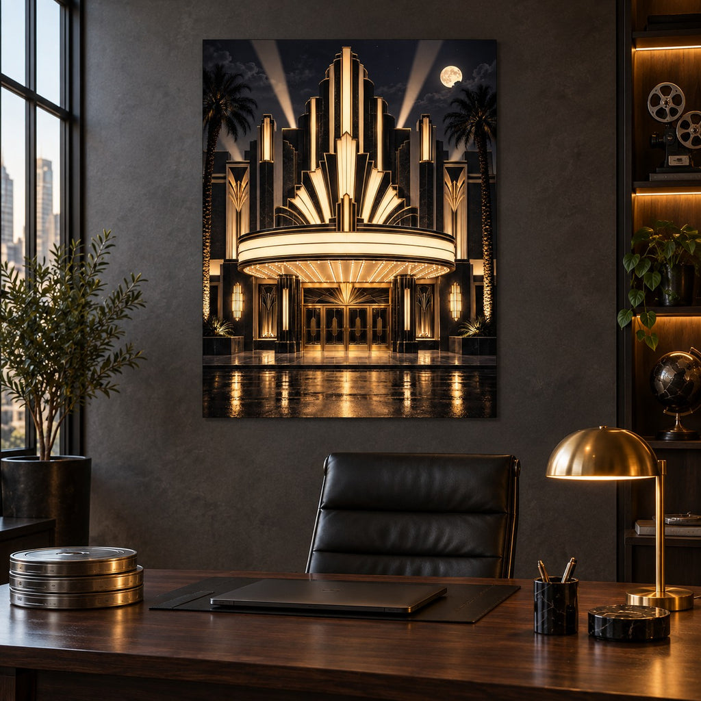 Art Deco Home Cinema Metal Wall Art — executive media room