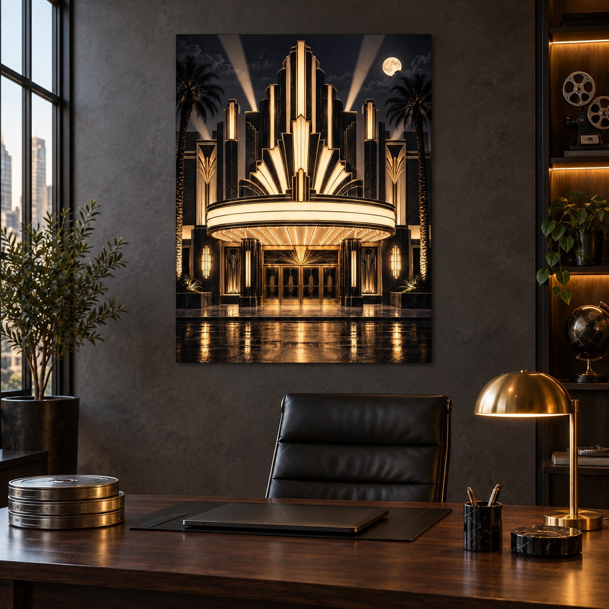 Art Deco Home Cinema Metal Wall Art — executive media room