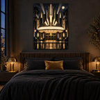 Art Deco Home Cinema Metal Wall Art — dark boutique bedroom