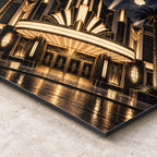 Art Deco Home Cinema Metal Wall Art — closeup bottom corner