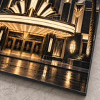 Art Deco Home Cinema Metal Wall Art — macro print surface
