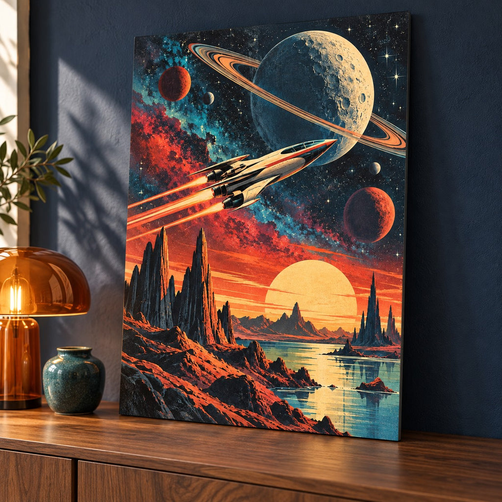 Retro Cosmic Cinema Movie Metal Wall Art — thumbnail