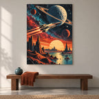 Retro Cosmic Cinema Movie Metal Wall Art — gallery display