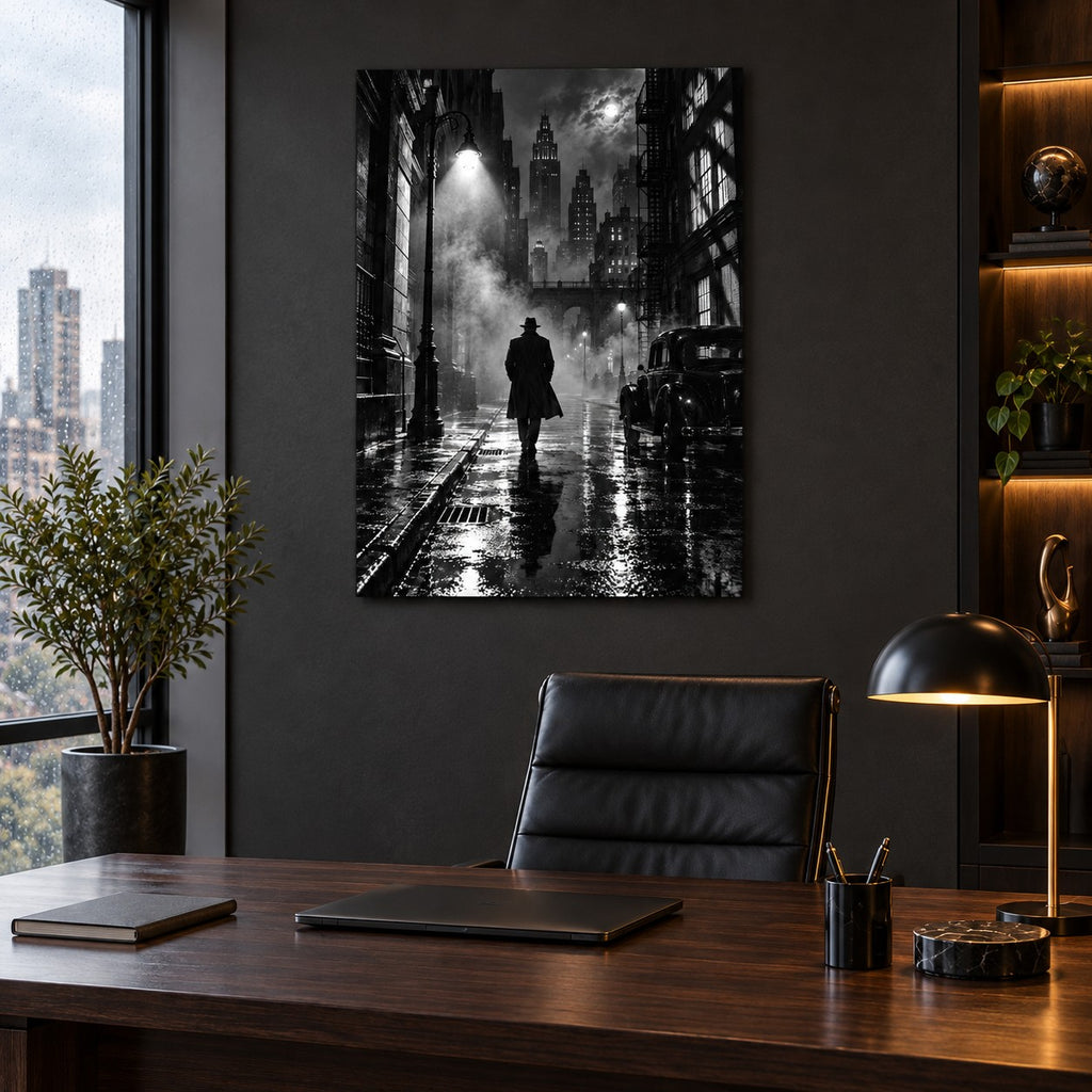 Film Noir City Home Cinema Metal Wall Art — executive study