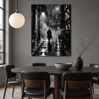 Film Noir City Home Cinema Metal Wall Art — monochrome dining room