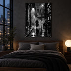 Film Noir City Home Cinema Metal Wall Art — dark urban bedroom