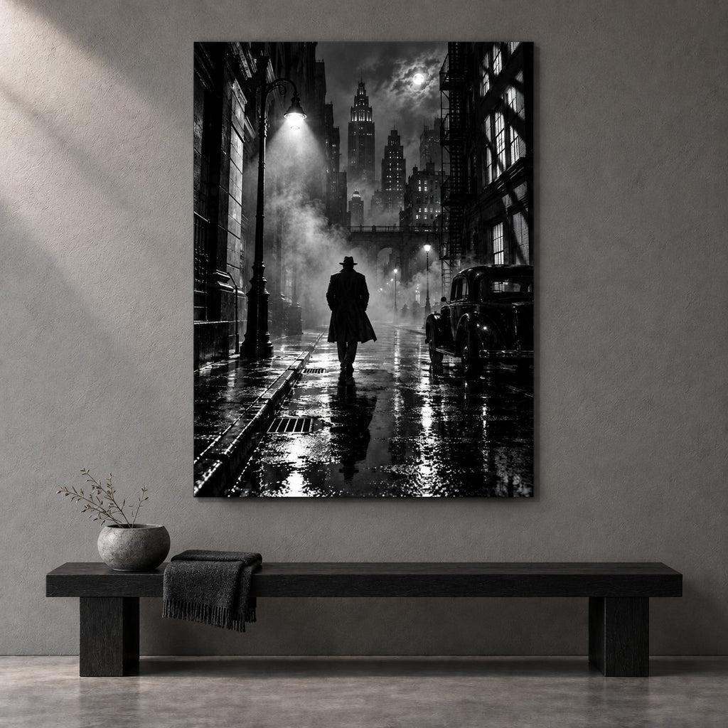 Film Noir City Home Cinema Metal Wall Art — gallery display