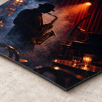 Midnight Jazz Club Music Metal Wall Art — closeup bottom corner