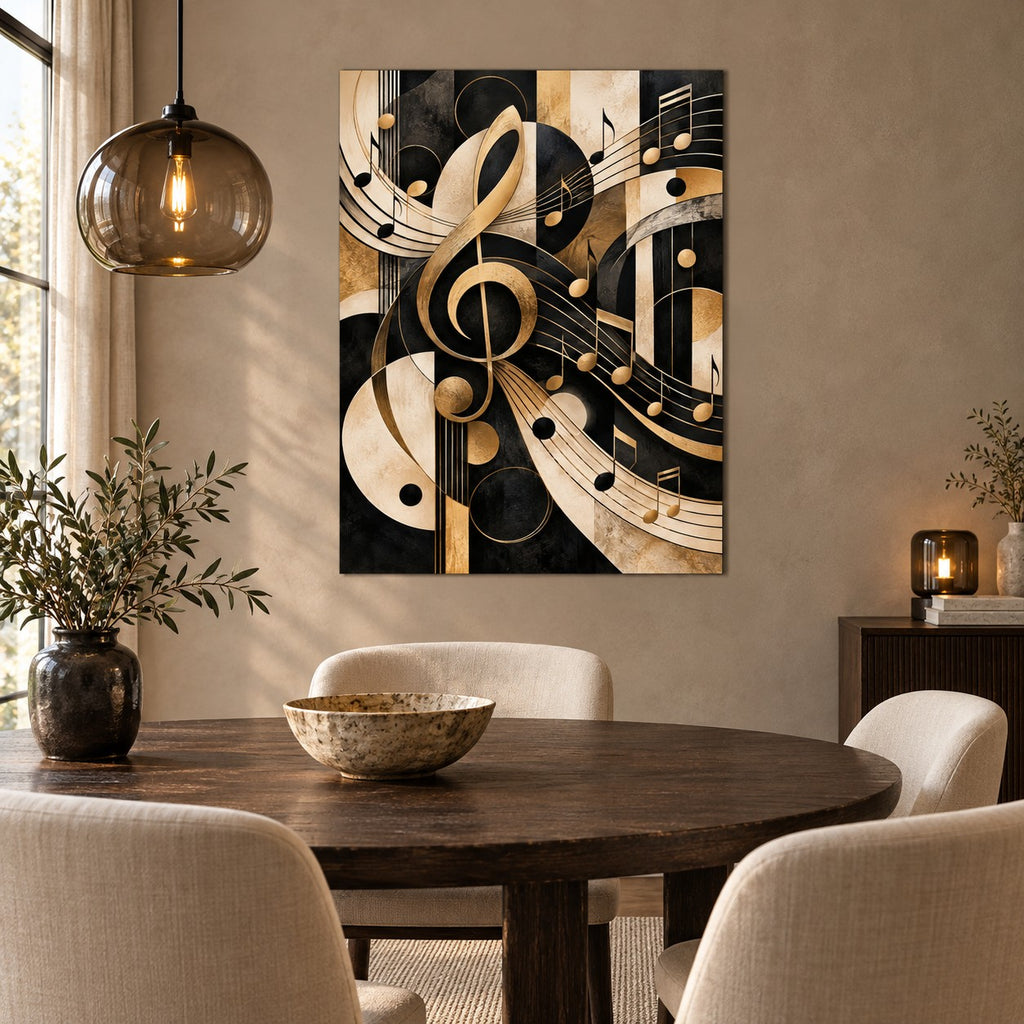 Abstract Music Notes Metal Wall Art — elegant dining room