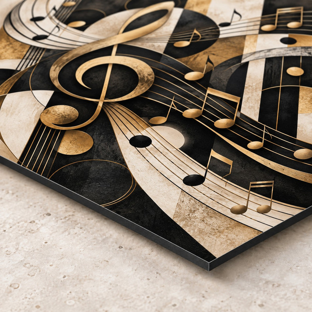 Abstract Music Notes Metal Wall Art — closeup bottom corner