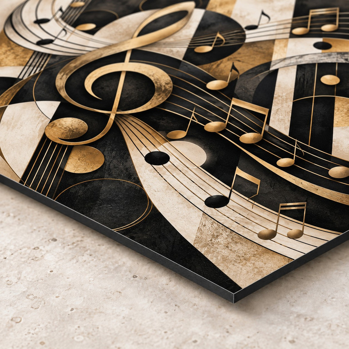 Abstract Music Notes Metal Wall Art — closeup bottom corner