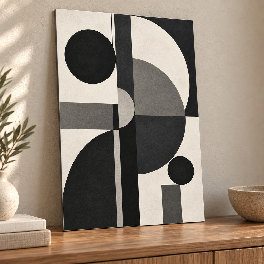 Black Mono Geometry Abstract Metal Wall Art — thumbnail