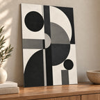 Black Mono Geometry Abstract Metal Wall Art — thumbnail