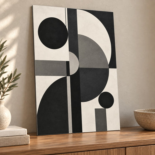 Black Mono Geometry Abstract Metal Wall Art — thumbnail