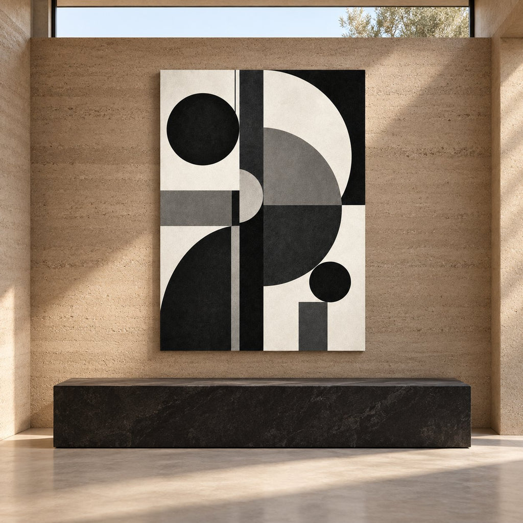 Black Mono Geometry Abstract Metal Wall Art — rammed earth gallery