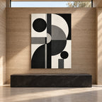 Black Mono Geometry Abstract Metal Wall Art — rammed earth gallery