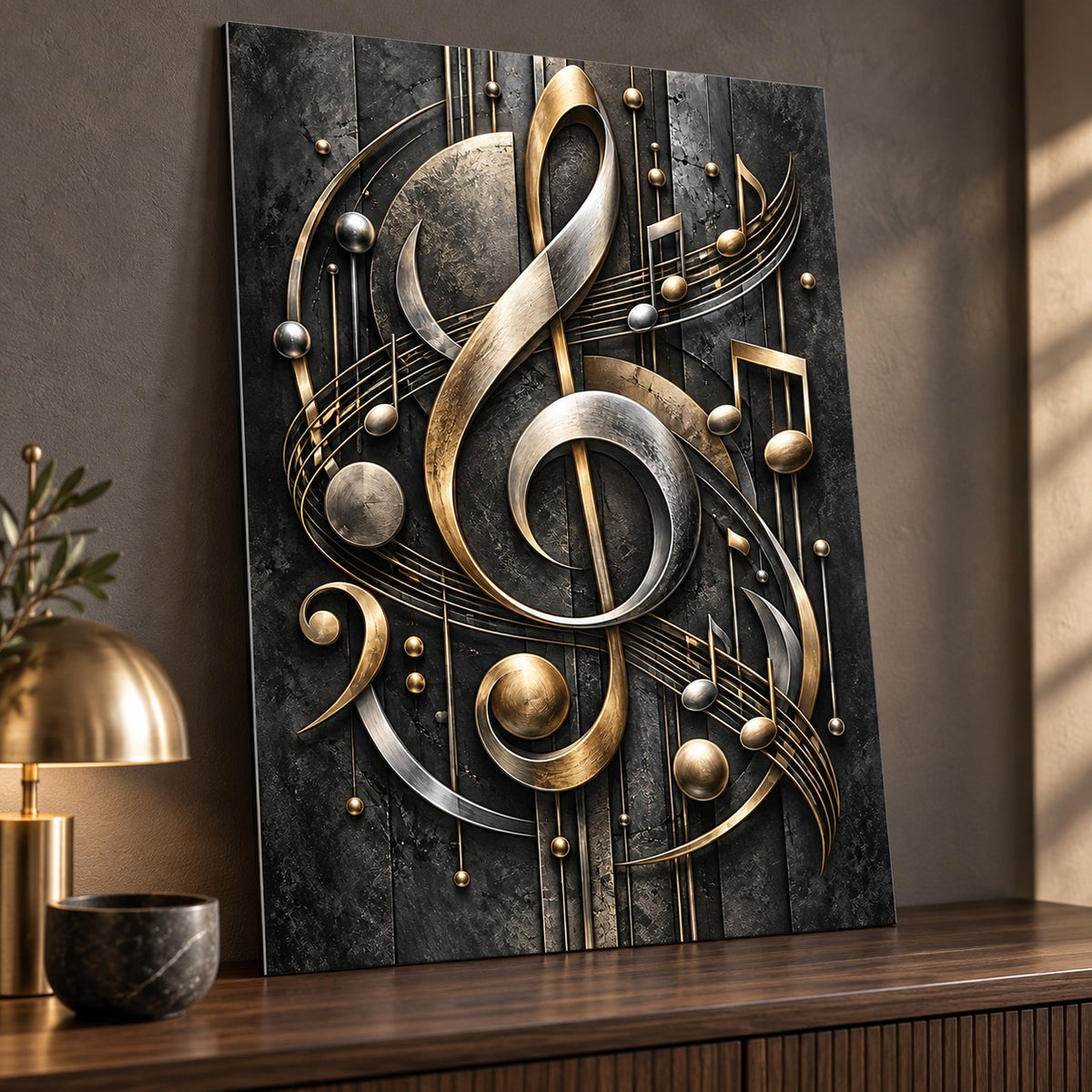 Modern Music Symbols Metal Wall Art — thumbnail