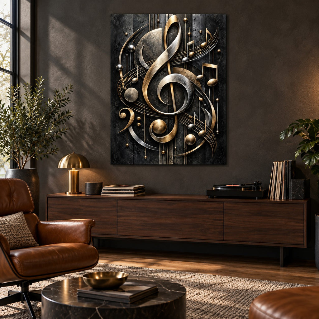 Modern Music Symbols Metal Wall Art — luxury lounge