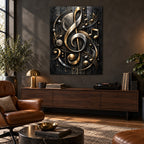 Modern Music Symbols Metal Wall Art — luxury lounge