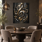 Modern Music Symbols Metal Wall Art — elegant dining room