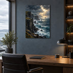Moody Coastal Oil Painting Metal Wall Art — coastal study