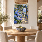 Blue Garden Oil Painting Style Metal Wall Art — mediterranean dining room