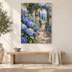 Blue Garden Oil Painting Style Metal Wall Art — gallery display