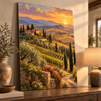 Tuscan Hills Landscape Oil Painting Metal Wall Art — thumbnail