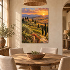 Tuscan Hills Landscape Oil Painting Metal Wall Art — tuscan dining room