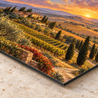 Tuscan Hills Landscape Oil Painting Metal Wall Art — closeup bottom corner