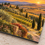 Tuscan Hills Landscape Oil Painting Metal Wall Art — macro print surface