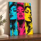 Electric Portrait Triptych Pop Art Metal Wall Art — thumbnail