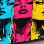 Electric Portrait Triptych Pop Art Metal Wall Art — macro print surface