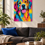 Colorful Pop Art Dog Metal Wall Art — playful living room