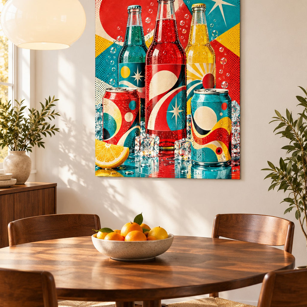 Retro Pop Soda Still Life Metal Wall Art — breakfast dining room