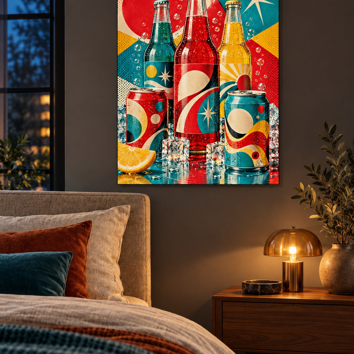 Retro Pop Soda Still Life Metal Wall Art — retro bedroom