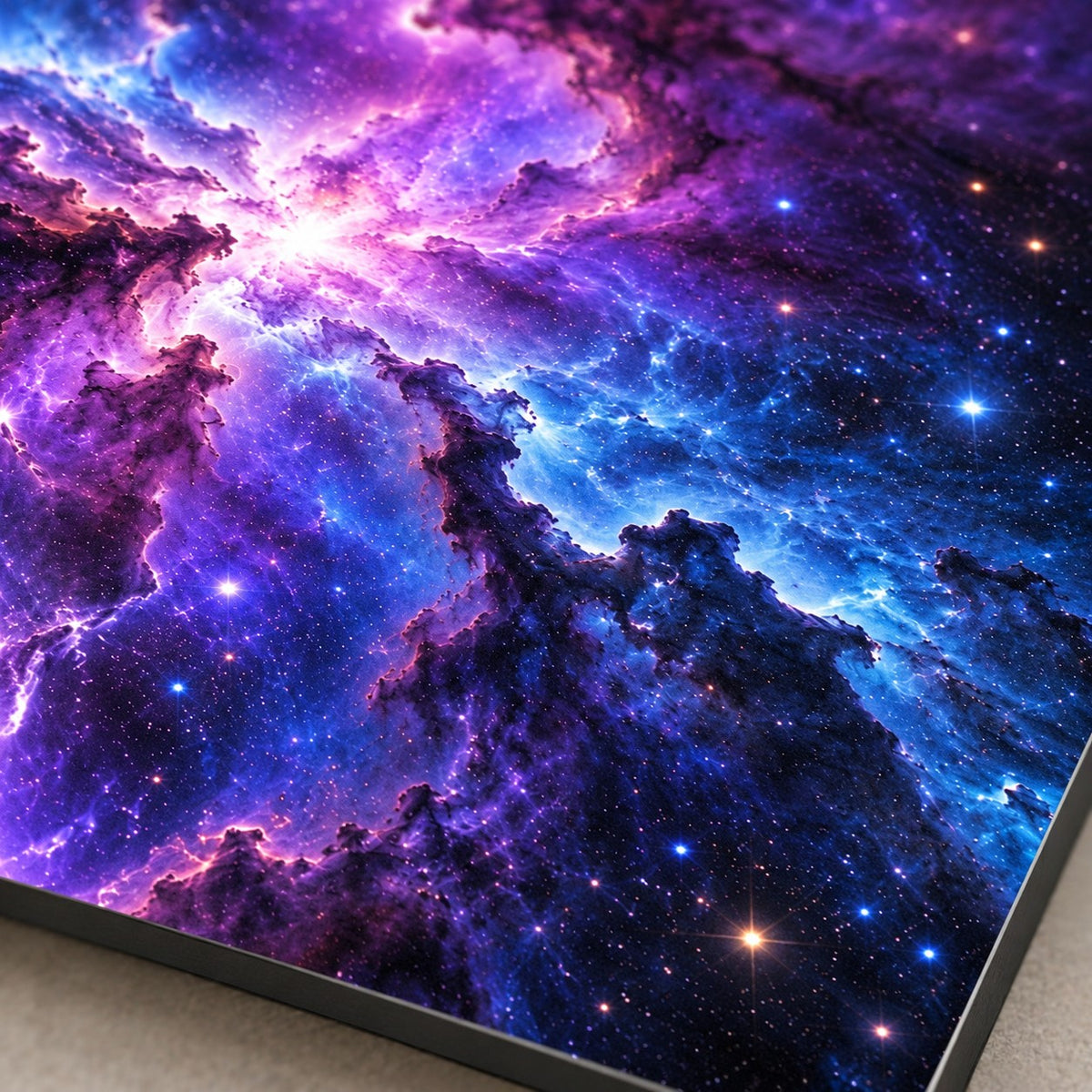 Deep Nebula Storm Space Metal Wall Art — macro print surface