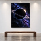 Ringed Planet Eclipse metal wall art — gallery display