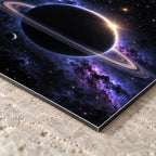 Ringed Planet Eclipse metal wall art — close-up bottom corner