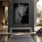 Monochrome Leopard Animal Metal Wall Art — luxury slate spa