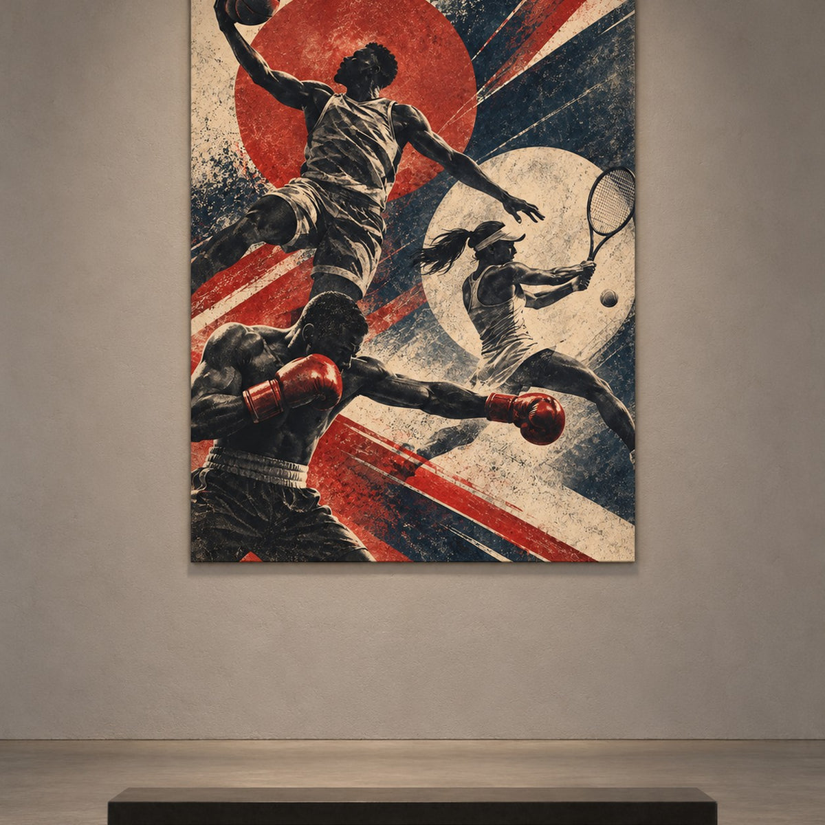 Vintage Multi-Sport metal wall art — gallery display